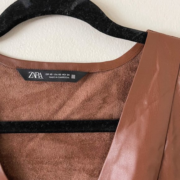 Zara Brown Faux Leather Midi Dress - Picture 7 of 8